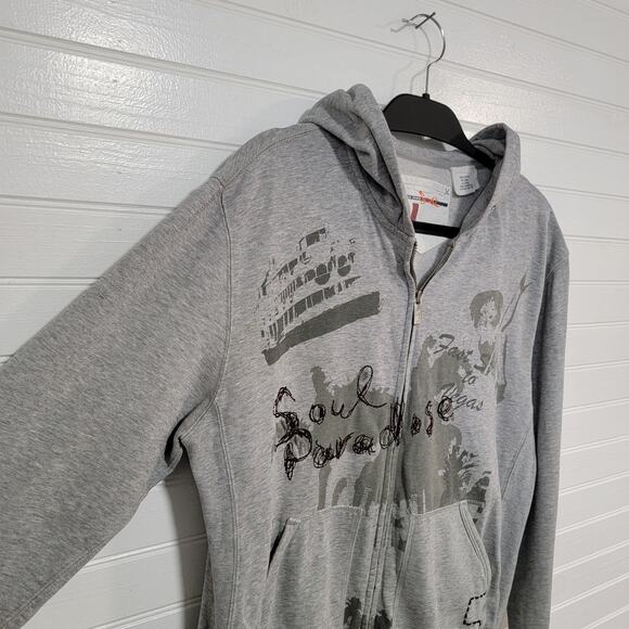Triple Five Soul Size Large Zip Up Hoodie Jacket Paradise Embroidered Skater Y2K - Picture 3 of 11